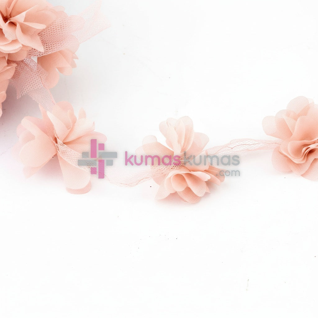 Pembe Lazer Kesim Çiçek Şerit (metre)